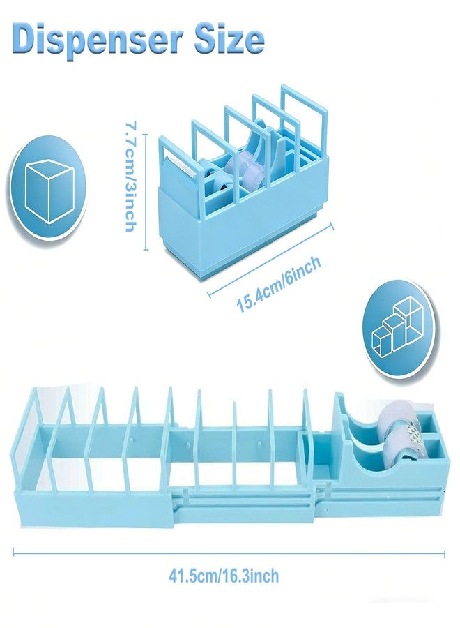 ALLGLAM 18 Strips Tape Dispenser, Blade-Free Tape Holder Cutting for Fast Christmas Gift Wrapping, Handmade,Crafts and Packaging Works with Standard, Washi & Double-Sided Tape (Blue) - Image 2
