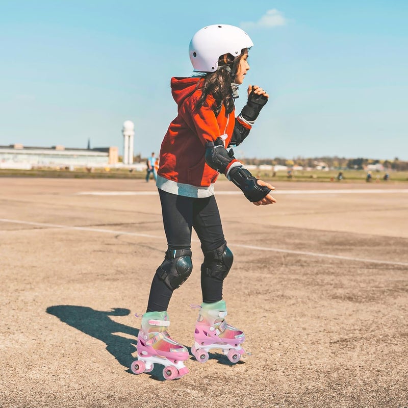 LEVYTEMP Rainbow Roller Skates for Girls Kids, Gradient Pink Purple 4 Size Adjustable Quad Skates with Light Up Wheels - Image 5