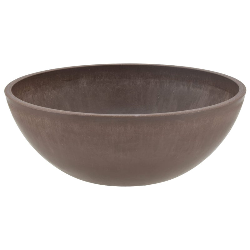 PSW Pot Collection M25C 10-inch Plastic/Stone/Wood Composite Low Bowl Planter â€“ No Drainage Hole (Drillable), Shallow Indoor/Outer Pot for Succulents, Bonsai, Fairy Gardens, Herbs, Chocolate - Image 2