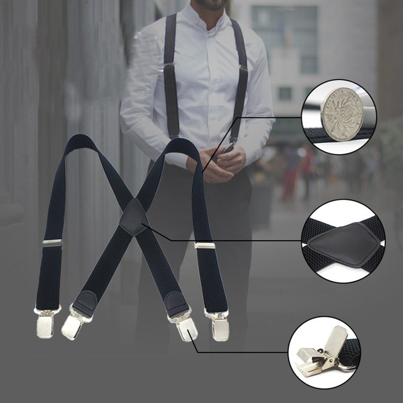 Men Dress Suspenders Elastic Fully Adjustable Clip Suspender - Image 3