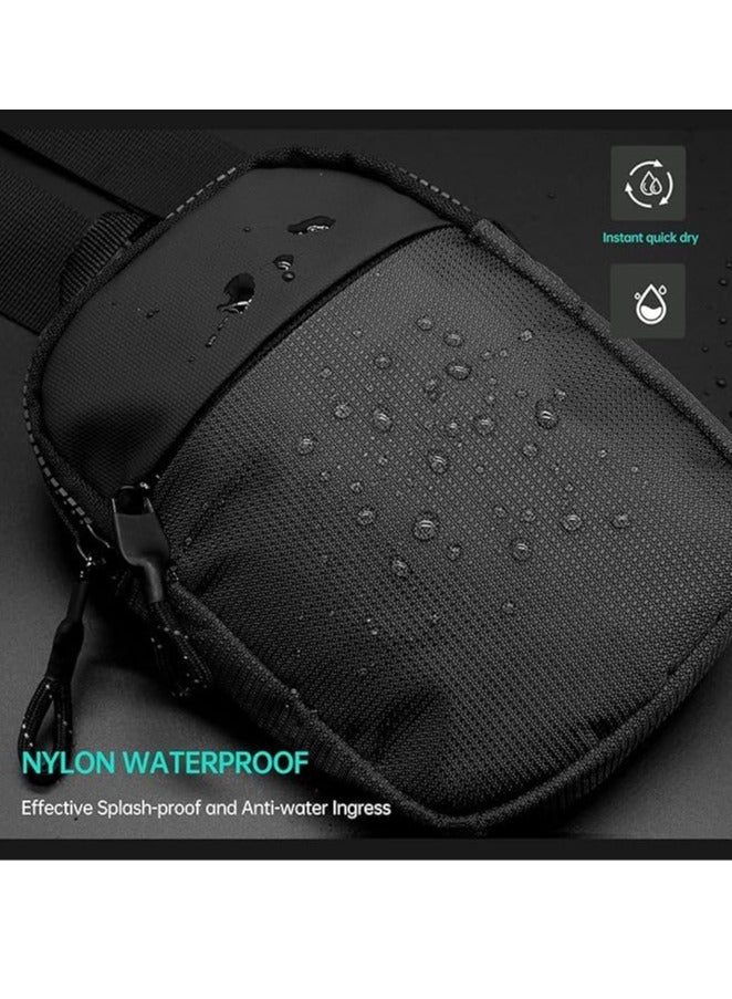 Cuken Small Crossbody Bag, Waterproof Shoulder Bag, Compact Sling Bag, Adjustable Shoulder Strap, For Travel, Sports & Camping, Black, For Men & Women - Image 4