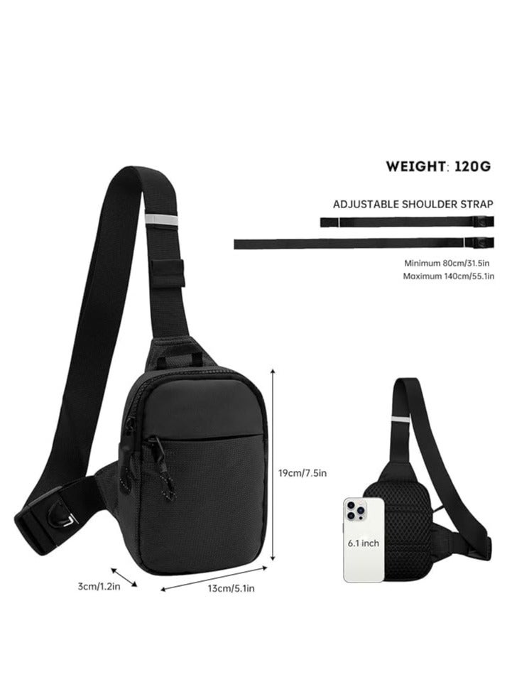 Cuken Small Crossbody Bag, Waterproof Shoulder Bag, Compact Sling Bag, Adjustable Shoulder Strap, For Travel, Sports & Camping, Black, For Men & Women - Image 2