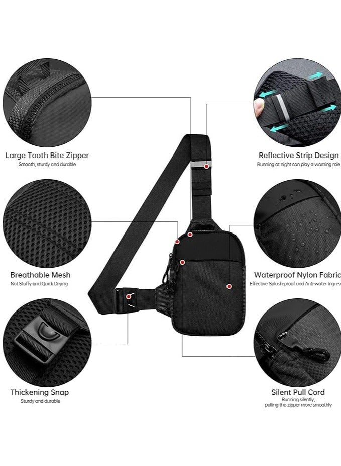 Cuken Small Crossbody Bag, Waterproof Shoulder Bag, Compact Sling Bag, Adjustable Shoulder Strap, For Travel, Sports & Camping, Black, For Men & Women - Image 3
