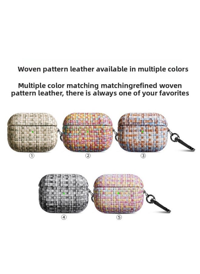 Generic - Spot Airpodspro2 For Apple Bluetooth Headset Protective Case Straw Pattern Airpods Protective Leather Case-Color:Grass Linghong-Applicable Model:airpods 1/2 Generation - Image 1