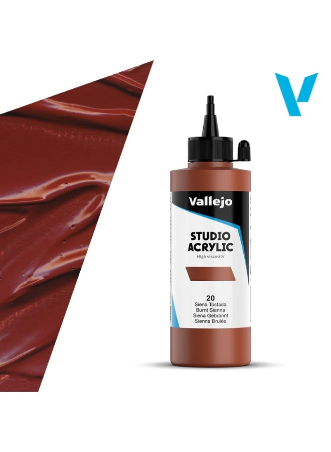 ألوان أكريليك احترافية للفنانين والاستوديوهات - سيينا محروقة، صبغة عالية، تغطية سلسة على القماش والخشب - ٢٠٠ مل