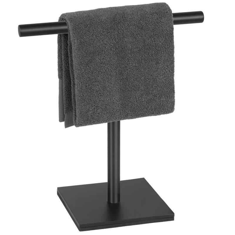 DUKWIN DUKWIN Hand Towel Holder SUS304 Stainless Steel Hand Towel Stand TShaped Matte Black Freestanding Rack for Bathroom Kitchen Countertop with Square Base 