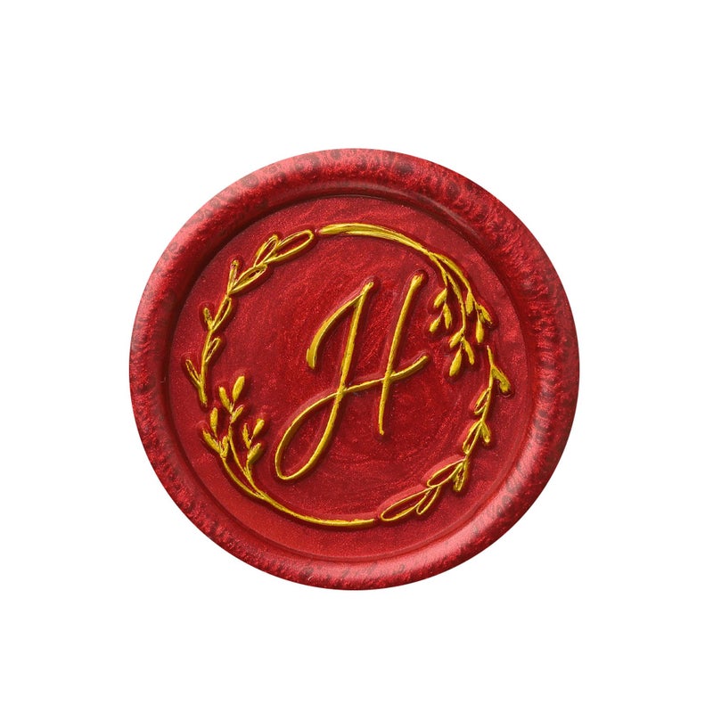 Yoption Handwritten Letter H Wax Seal Stamp, Vintage Initial Alphabet with Olive Branch Sealing Wax Stamp - Image 4