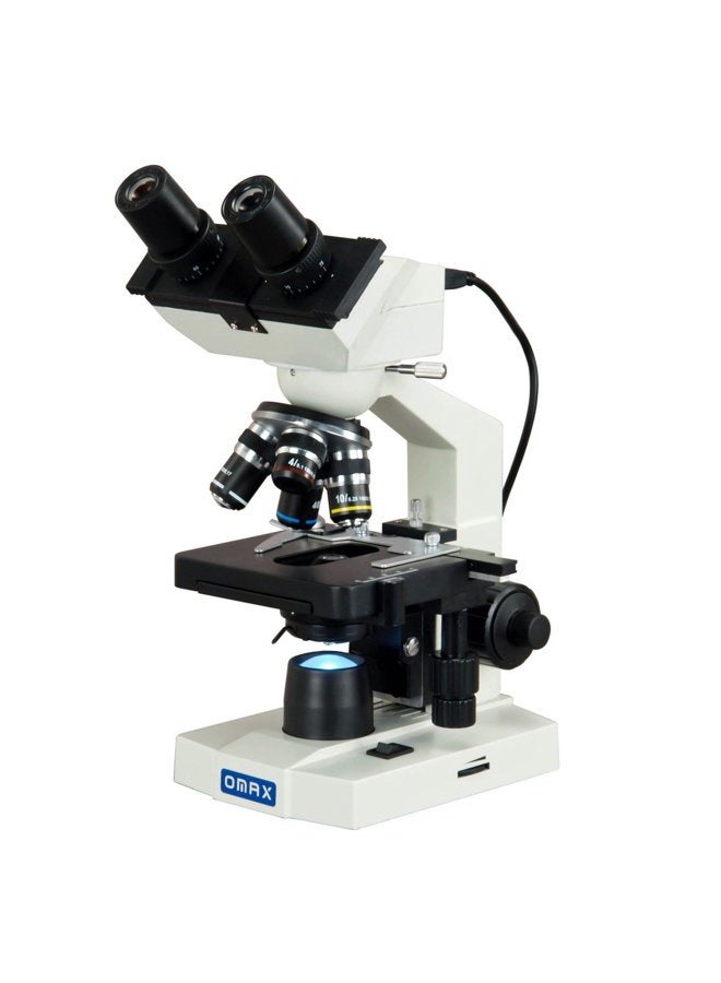 OMAX 40X-2000X Digital LED Compound Microscope with Built-in 1.3MP Camera and Double Layer Mechanical Stage Compatible with Windows and Mac - Image 1