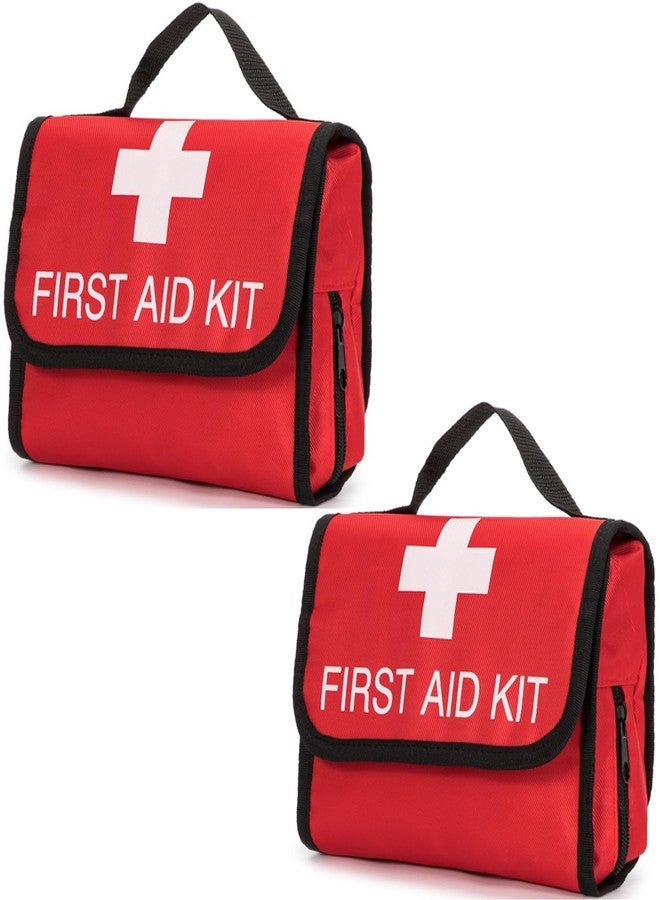 Jipemtra 2PCS Medicine Bag Multi-layer First Aid Kit Bag Outdoor Travel Rescue Bag Empty Pouch Tote First Responder Storage Compact Survival Medical Bag for Home Office Sport Gym Car (Red BB)