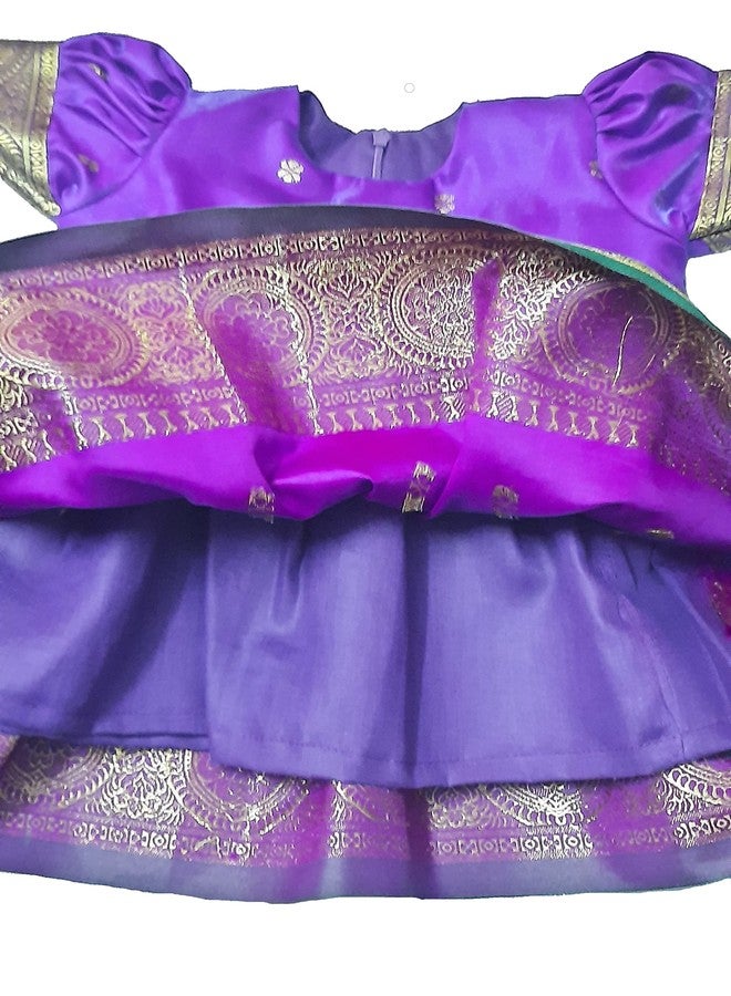 Luster Elegant Baby Girls Silk Satin Frock and Dresses Available (Newborn Baby to 5 Years) Ideal for Birthdays, Festivals and Weddings. Affordable Quality Cute Baby Frock Purple - Image 3