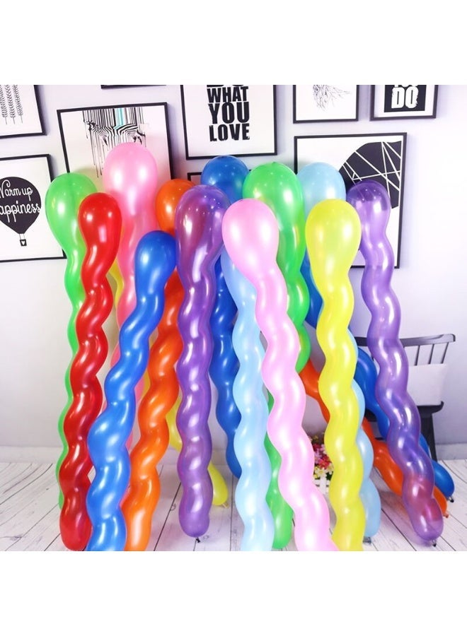 100PCS Colorful Spiral Twisted Balloons, Thick Latex Rainbow Long Balloons 100cm, Multicolor Twisting Party Balloons for Birthday, Wedding, Festival Decorations, Night Club, Bar, KTV, Room & Event Decor - Image 5