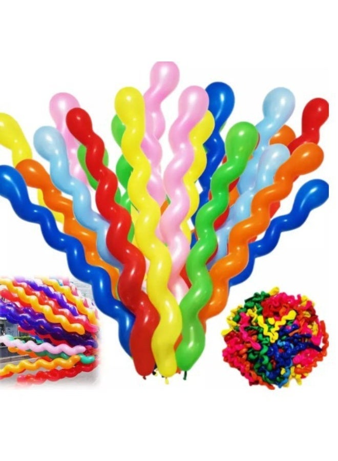 100PCS Colorful Spiral Twisted Balloons, Thick Latex Rainbow Long Balloons 100cm, Multicolor Twisting Party Balloons for Birthday, Wedding, Festival Decorations, Night Club, Bar, KTV, Room & Event Decor - Image 2