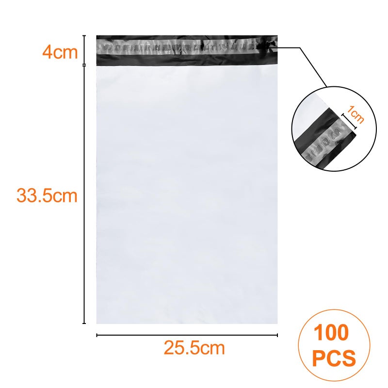 Magrimaxio Pack of 100 Shipping Bags for Clothes, Plastic Packaging Bags With Self-Adhesive Closure, Opaque, L (10 x 13 inch/25.5 x 33 cm) - Image 2