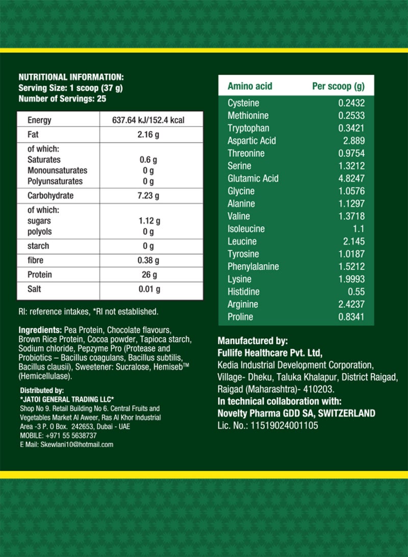 FAST&UP Plant Protein - Vegan 26g Protein - 25 Servings, Rich Chocolate Flavour - Image 2