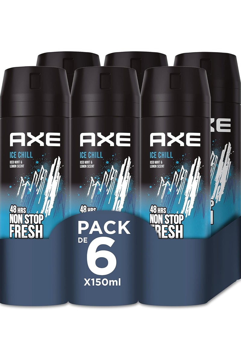 Axe Men Body Spray Deodorant Ice Chill 6 x 150ml - Image 1