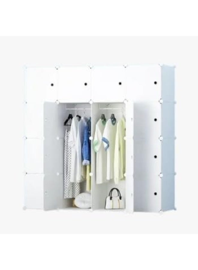 خزانة ملابس محمولة لتنظيم التخزين في غرفة النوم مع قسم للتعليق، سعة كبيرة وقوية، (16 مكعب أبيض) - Image 3
