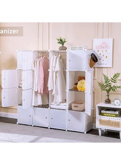 Generic Portable Closet Clothes Wardrobe Bedroom Armoire Storage Organizer With Hanging Section, Capacious & Sturdy, (16 cube white)  - Image 2