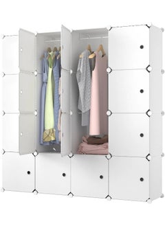 Generic Portable Closet Clothes Wardrobe Bedroom Armoire Storage Organizer With Hanging Section, Capacious & Sturdy, (16 cube white)  - Image 5