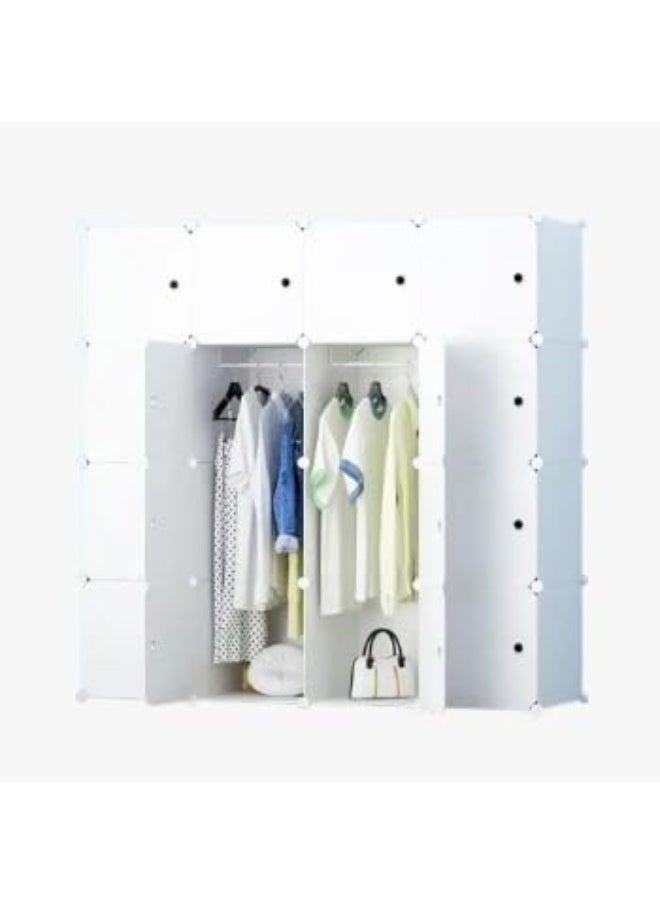 Generic Portable Closet Clothes Wardrobe Bedroom Armoire Storage Organizer With Hanging Section, Capacious & Sturdy, (16 cube white)  - Image 4