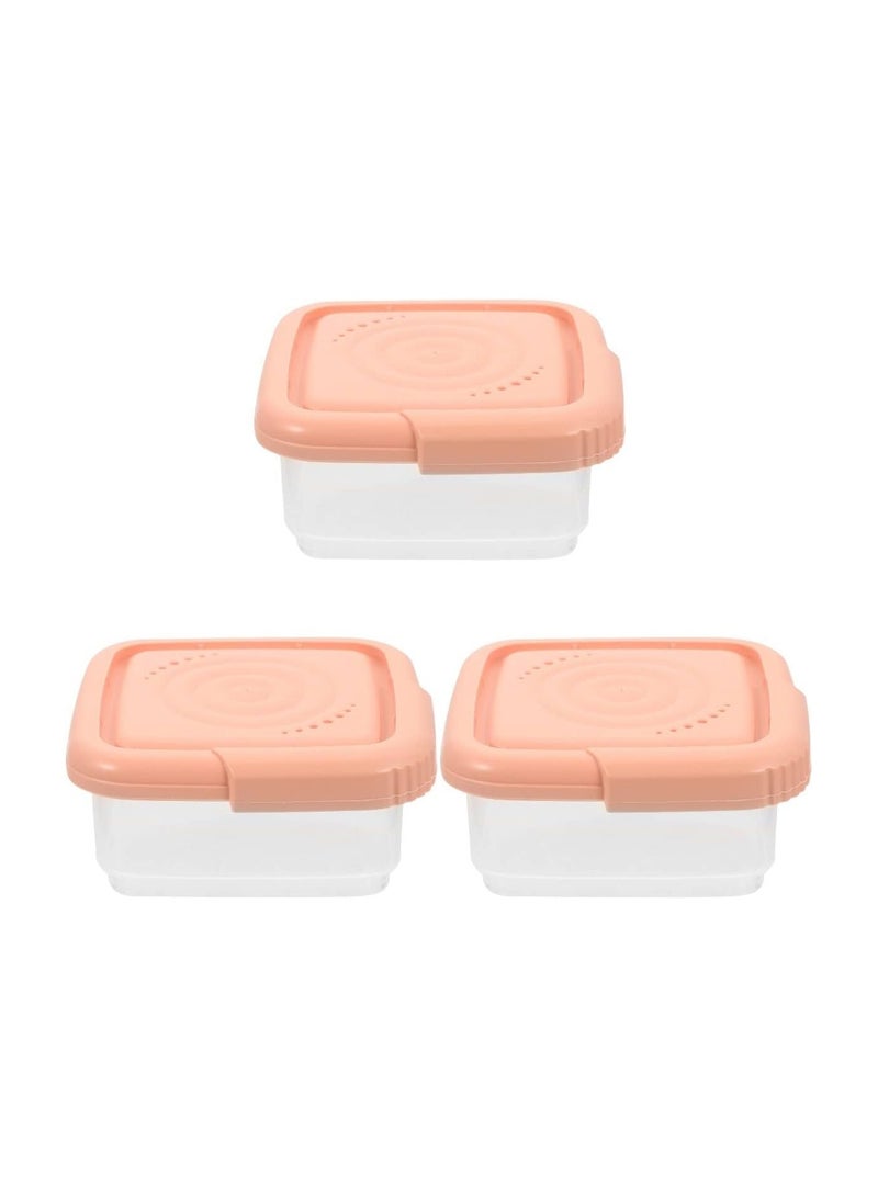 SOLARAE 3 Pcs Cheese Slice Storage with Lids, Lunch Meat Container for Refrigerator, Stackable Airtight Deli Meat Storage Box, Preserves Cheese's Freshness and Flavor (240Ml - Pink) - Image 1