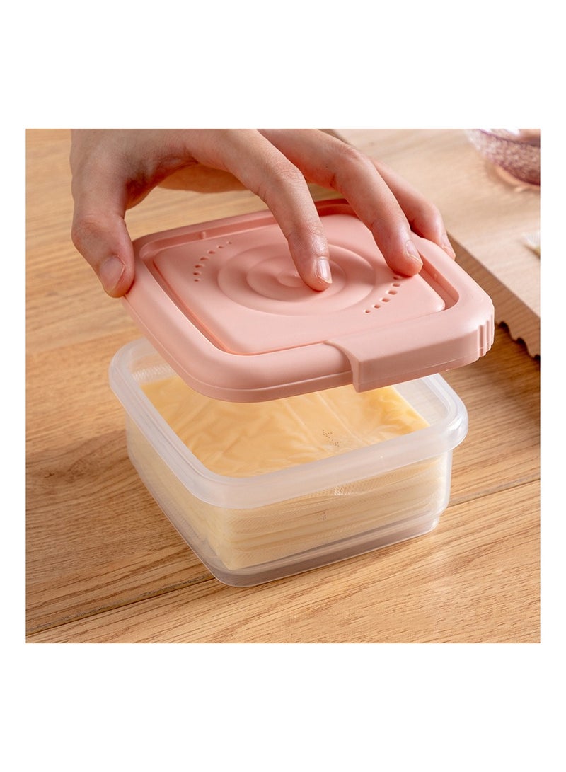 SOLARAE 3 Pcs Cheese Slice Storage with Lids, Lunch Meat Container for Refrigerator, Stackable Airtight Deli Meat Storage Box, Preserves Cheese's Freshness and Flavor (240Ml - Pink) - Image 2