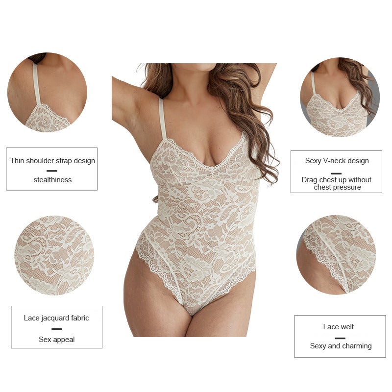 Style Lace Women'S Shapewear Bodysuit With Built-In Straps For Wearing Underneath Or As Outerwear - Image 3