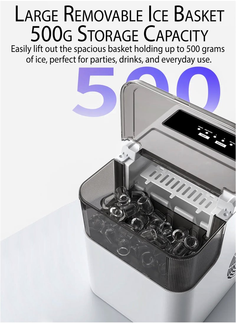 DBLEW Portable Electric Ice Maker Machine, 12kg/Day, Countertop Ice Maker With 1.4L Water, Dispenses 9 Bullet Ice Cubes in 6 Mins Transparent Lid Removable Ice Basket and Scoop Fast Ice Production Dispenser Perfect for Home Indoor, Kitchen, Office, RV, Bars, Coffee Shops, Restaurants, Cafe and Parties Outdoor Travels Camping Picnics  - Image 5