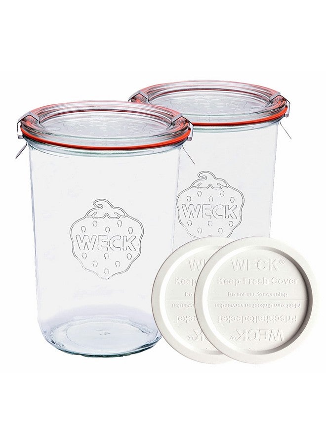 Weck Canning Jars 743 Sourdough Starter,Set of 2 Weck Mold Jars made of Transparent Glass,Set includes 2 WECK Mold 743 Jars with Glass & Keep Fresh Lids, Gaskets and Clips - Image 2