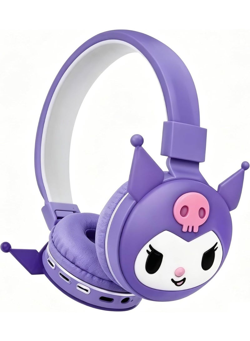 Kuromi Style Wireless Bluetooth Headphones for Kids Foldable Headphones for Children Noise Reduction; Suitable for Children's Stereo Headphones for TF Cards, Mobile Phones, Tablets - Image 1