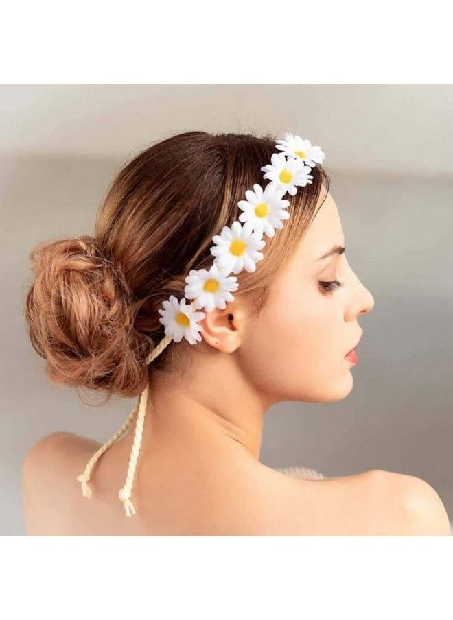 ericotry 3Pcs Daisy Flower Wreath Headband Crown Garland Boho Headpiece Accessories For Party Hippie Wedding Festivals Photo Props (White)  - Image 5