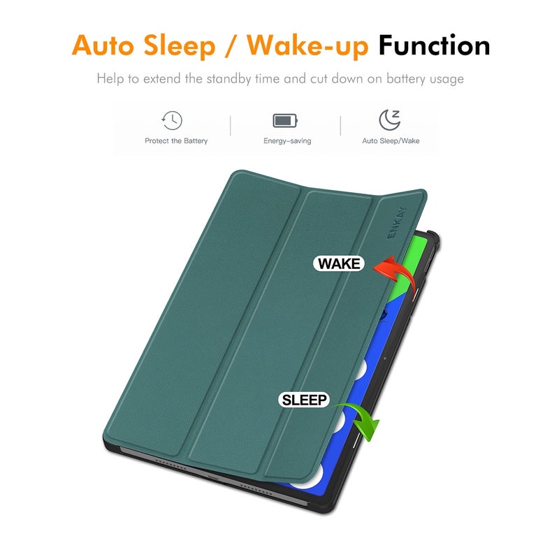 ENKAY For Lenovo Xiaoxin Pad Pro 12.7 2025 Tri-Fold Custer Texture Platic Leather Smart Tablet Case(Red) - Image 2