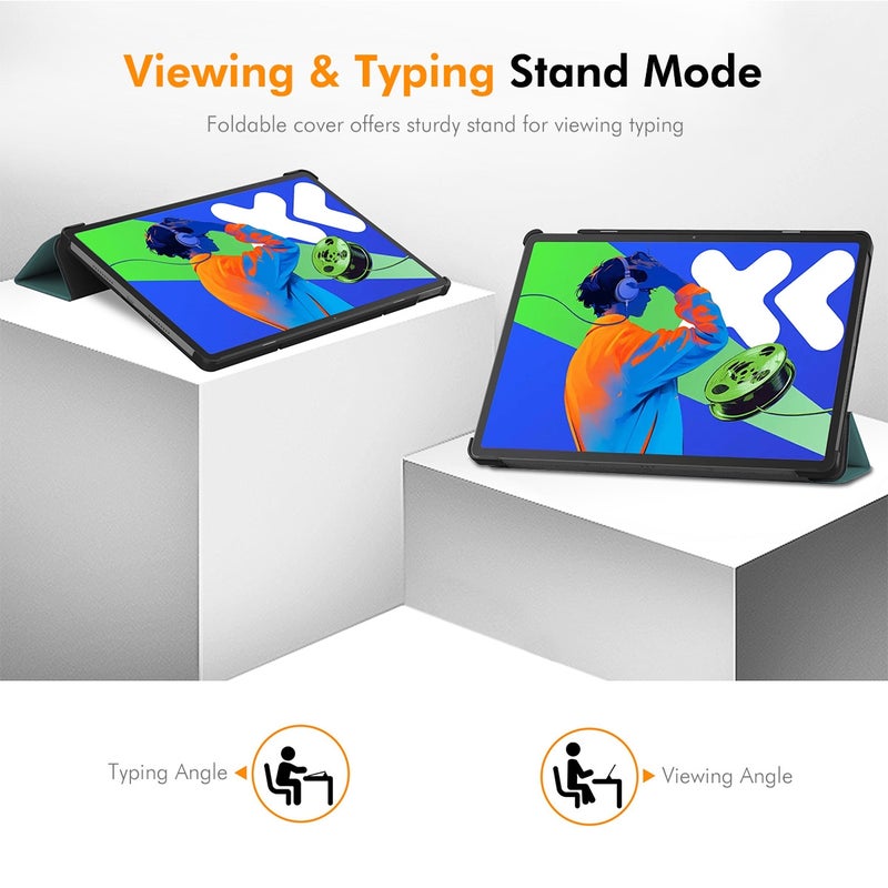 ENKAY For Lenovo Xiaoxin Pad Pro 12.7 2025 Tri-Fold Custer Texture Platic Leather Smart Tablet Case(Red) - Image 3