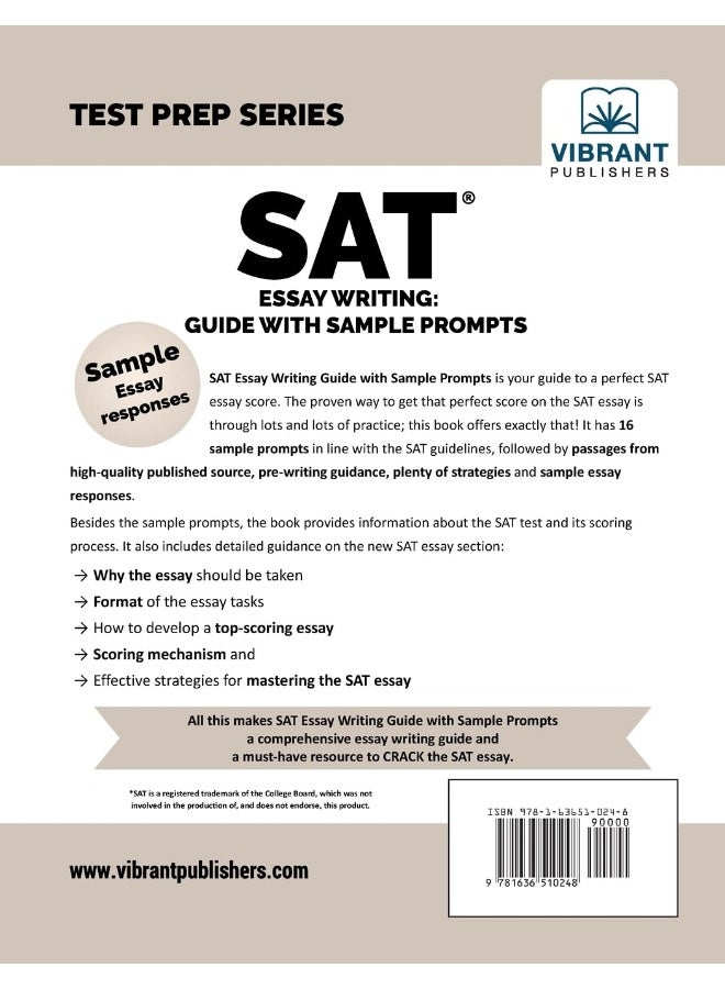 Vibrant Publishers SAT Essay Writing: Guide with Sample Prompts - Image 2