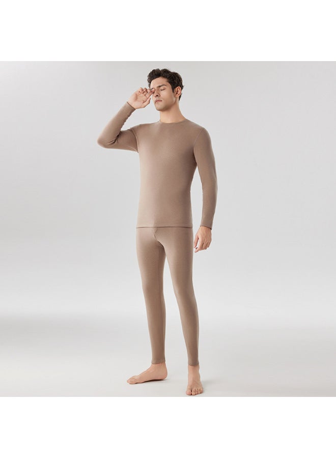 Autumn And Winter Yellow Label Baird Fleece Collar Dralon Thermal Underwear Women's Antibacterial Heating Fleece Lined Thickened Autumn Clothes And Pants Men's