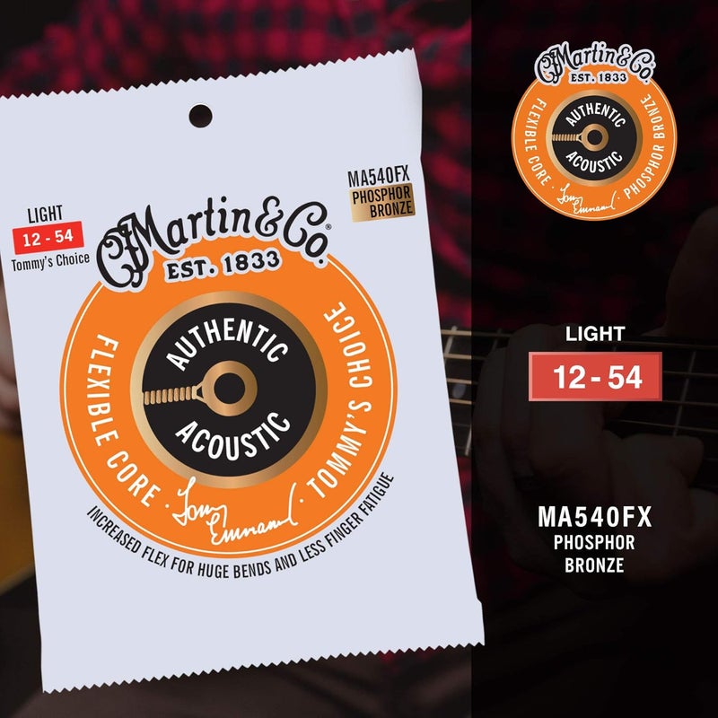 Martin Guitar Authentic Acoustic Flexible Core Tommy’s Choice MA540FX, 92/8 Phosphor Bronze, Light Guitar Strings - Image 5