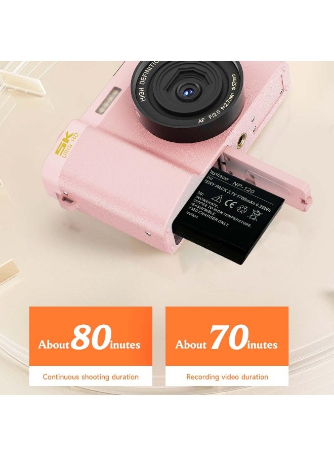 XiuWoo 5K 64MP Digital Camera 18X Digital Zoom, Vlog Cameras with WiFi and Microphone, Dual Lens for Selfie, 3 inch IPS Screen Travel Cameras for Teens, Beginner with 64GB Card - Image 3