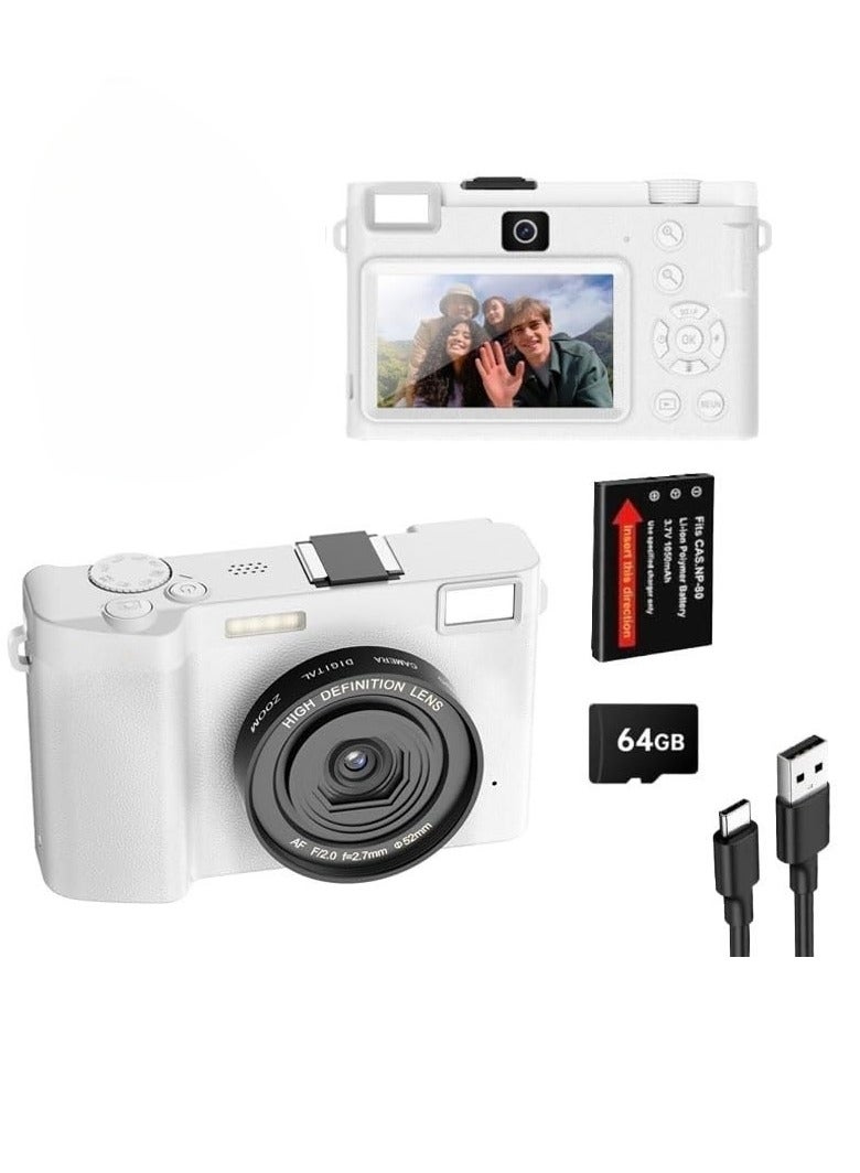 XiuWoo 5K 64MP Digital Camera 18X Digital Zoom, Vlog Cameras with WiFi and Microphone, Dual Lens for Selfie, 3 inch IPS Screen Travel Cameras for Teens, Beginner with 64GB Card - Image 1