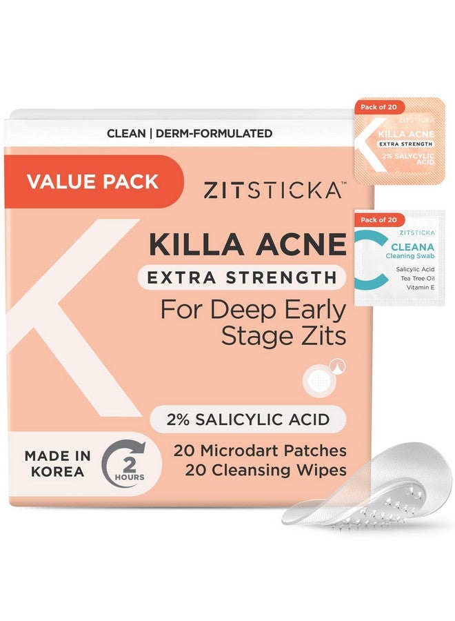 ZitSticka Extra Strength Killa Acne Patches for Face - World's Most Potent Pimple Patch with Fast-Acting Microdarts - Starts Working within 2 Hours for Deep, Early-Stage Zits & Blemish - 20 Count - Image 1