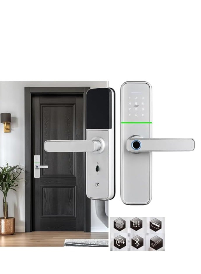 ROBUSTLINE Robustline Electronic Smart Door Lock with In-Built WIFI Gateway and 5 Functions- Fingerprint, Passcode, Mobile App, Smart IC Card, Metal Key (2 YEARS WARRANTY) (RBSL5110S)  - Image 1