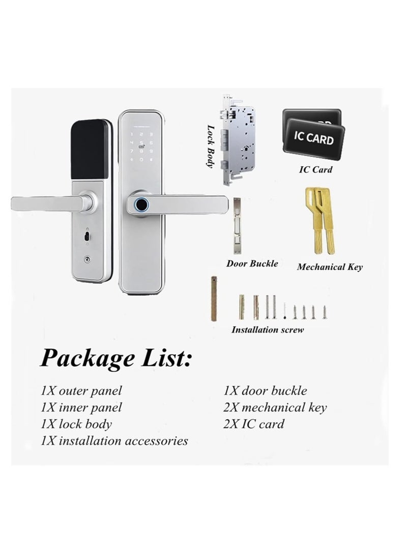 ROBUSTLINE Robustline Electronic Smart Door Lock with In-Built WIFI Gateway and 5 Functions- Fingerprint, Passcode, Mobile App, Smart IC Card, Metal Key (2 YEARS WARRANTY) (RBSL5110S)  - Image 2