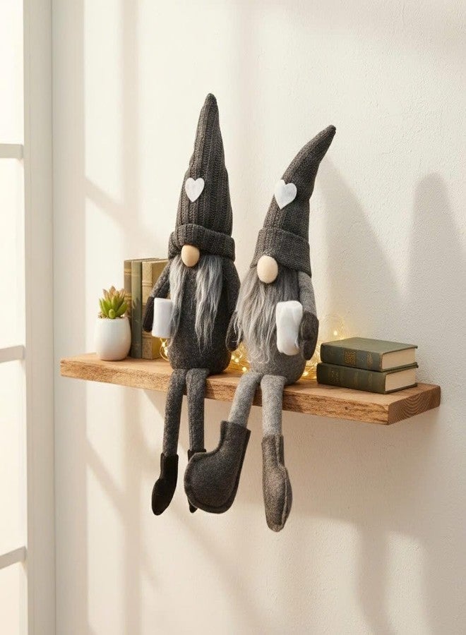 KH866 2Pcs Coffee Gnomes Plush Doll - Swedish Tomte Elf Dwarf Figurines, Scandinavian Collectible Gnome Decor, Dangle Leg Shelf Sitters for Home Kitchen Bar Farmhouse Decoration, Coffee Lover Gifts - Image 4