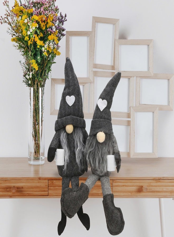 KH866 2Pcs Coffee Gnomes Plush Doll - Swedish Tomte Elf Dwarf Figurines, Scandinavian Collectible Gnome Decor, Dangle Leg Shelf Sitters for Home Kitchen Bar Farmhouse Decoration, Coffee Lover Gifts - Image 3