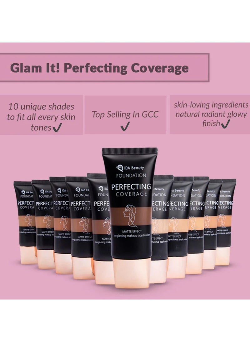 IDA Beauty Glam It! Perfecting Coverage Foundation | Full Coverage, Matte Finish, Long-Lasting, Lightweight | Vegan, Halal, Cruelty-Free (Tiwa) - Image 5