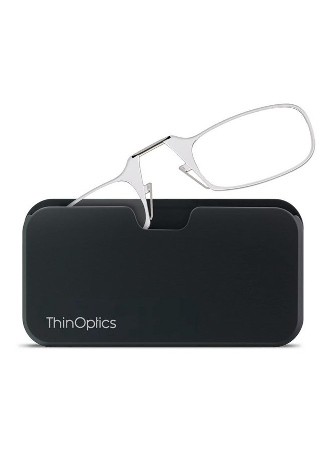 ThinOptics - Unisex Adult Reading Glasses + Black Universal Pod Case Clear Frames 2.00 Strength Readers Clear Frames Black Case 44 Mm - Image 1