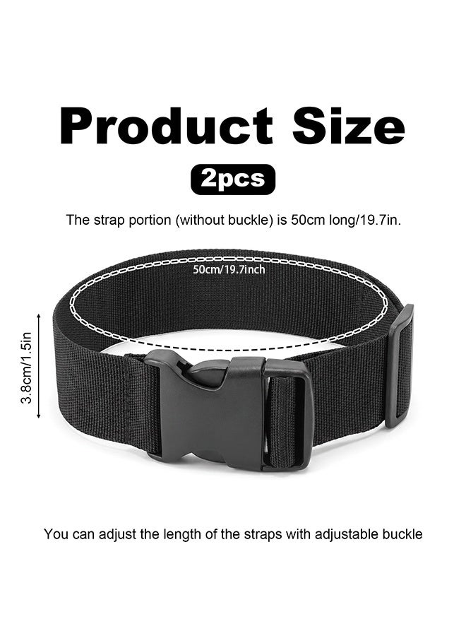 2 Pcs Black Adjustable Nylon Luggage Connector Straps with Buckle, Travel Suitcase Securing Bands for Multiple Luggage, Practical Travel Organizer Accessory - Image 2