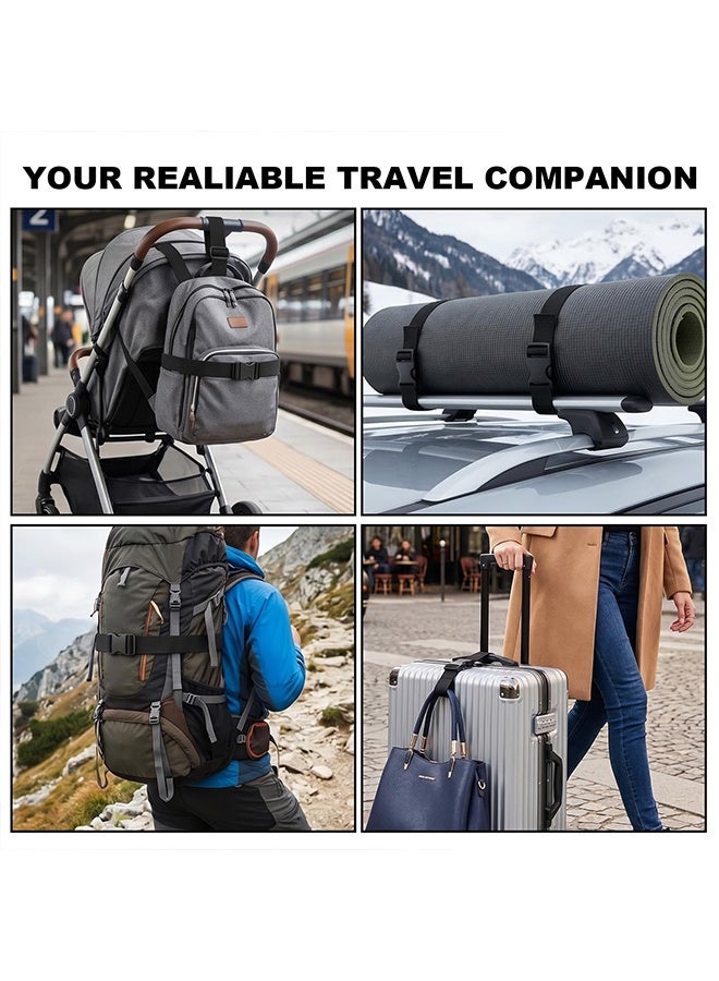 2 Pcs Black Adjustable Nylon Luggage Connector Straps with Buckle, Travel Suitcase Securing Bands for Multiple Luggage, Practical Travel Organizer Accessory - Image 5