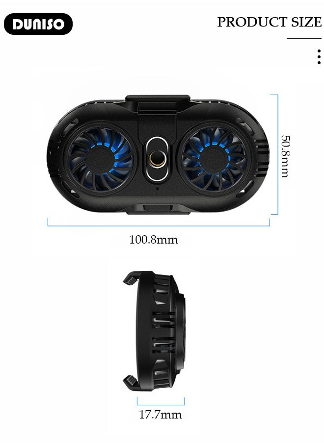 DUNISO Phone Cooler Cellphone Radiator with Dual Semi-Conductor Cooling Chip Mobile Phone Cooling Fans With RGB Light for Tiktok Live Streaming Outdoor Vlog Mobile Gaming  - Image 2