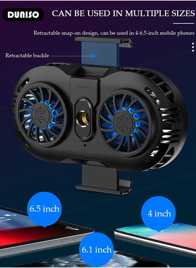 DUNISO Phone Cooler Cellphone Radiator with Dual Semi-Conductor Cooling Chip Mobile Phone Cooling Fans With RGB Light for Tiktok Live Streaming Outdoor Vlog Mobile Gaming  - Image 4