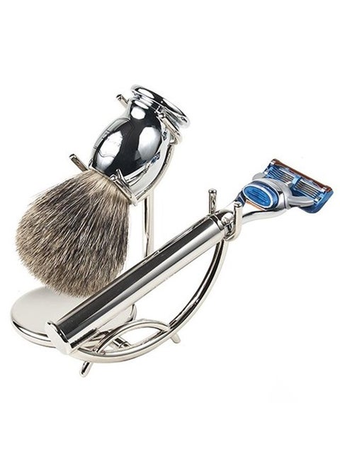 Chrome Razor and Shaving Brush Stand - Holds Straight Edge Razors, Barber Razors, Long Handle Double Edge Safety Razors, Cartridge Razors & Shave Brush