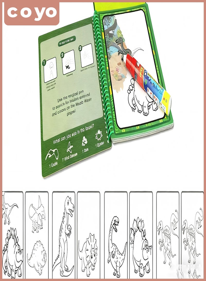 COYO Magic Water Colouring Book for Children Reusable Water Drawing Book with Magic Pen Early Education Doodle Painting Toys for 2 3 4 5 Year Old Kids Toddlers - Image 4